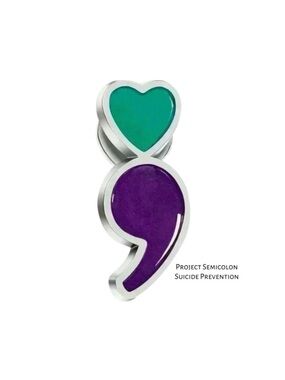 Project Semicolon Suicide Prevention Enamel Pin NEW